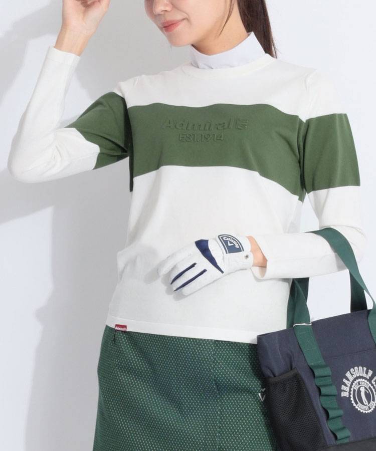 AM バイカラー切替クルーネックニット