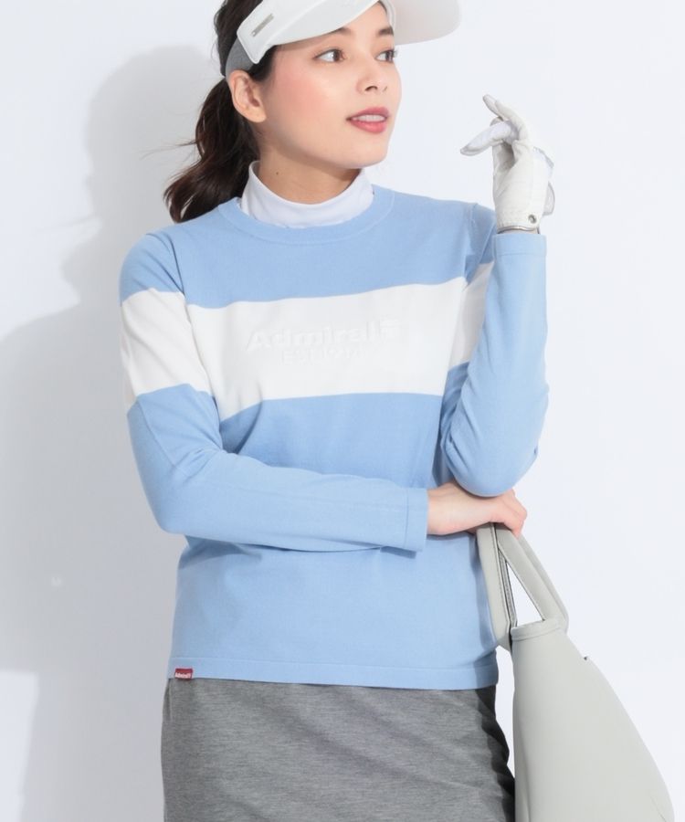 バイカラー切替クルーネックニット