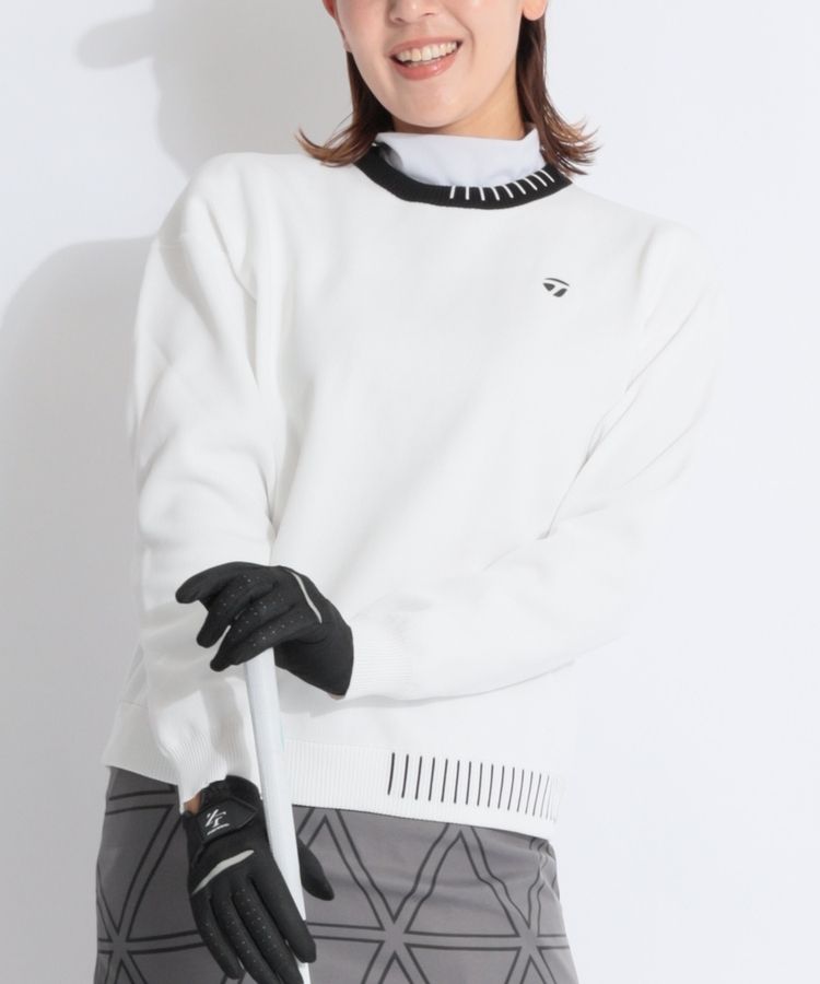 【ストレッチ】リブステッチクルーネックニット