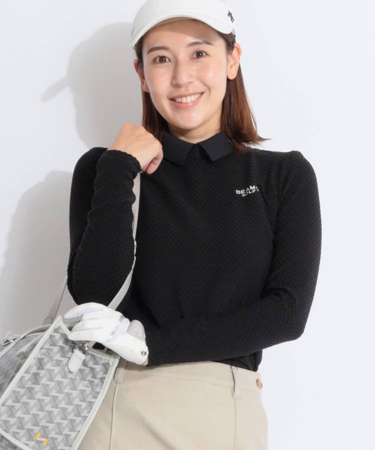 BE ハニカムメッシュ衿付き長袖カットソー