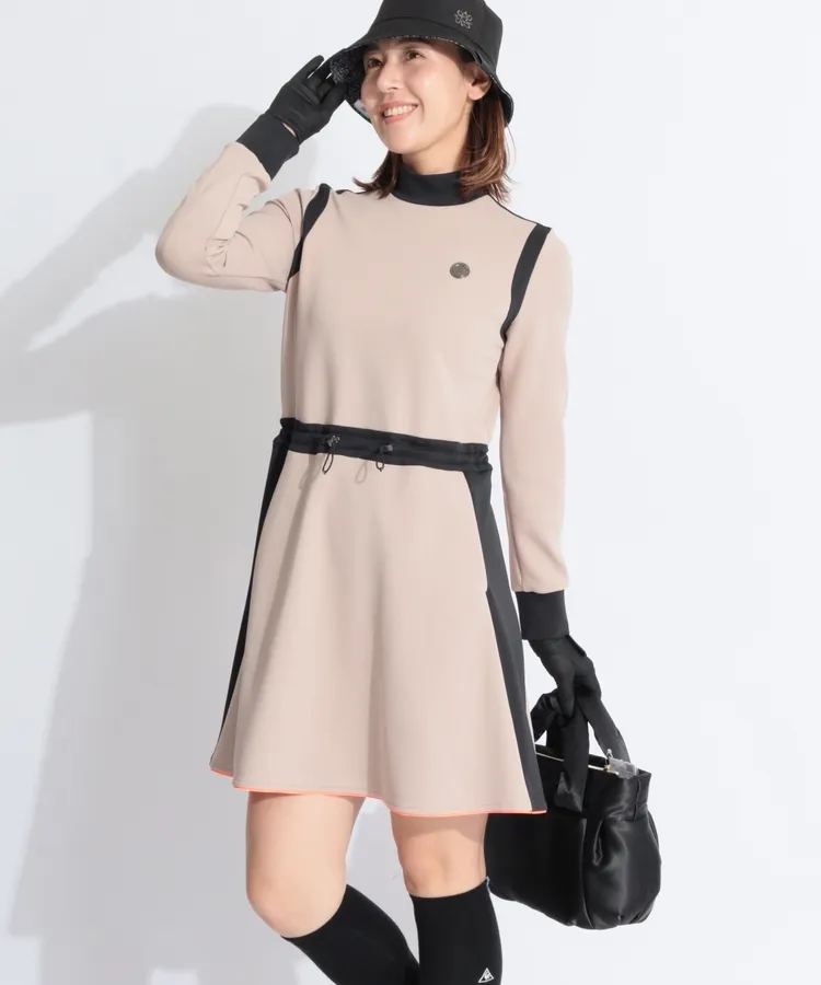 【極美品】ランバン　ワンピース　ゴルフウェア　秋冬　38サイズ　M相当　異素材 981b0463d6241b021ac8838835b069