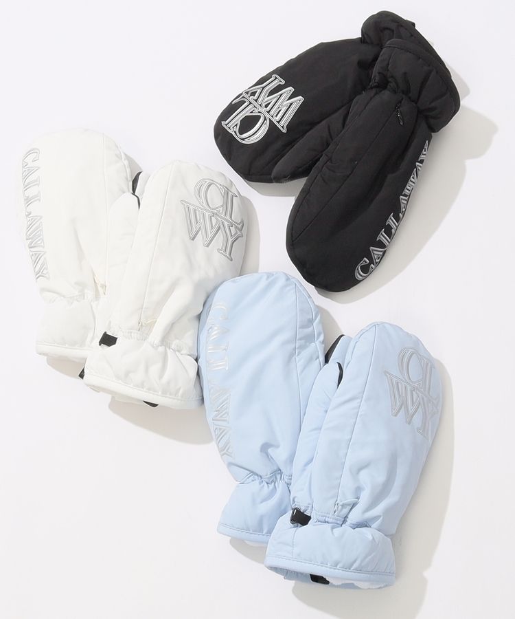 アシメロゴプリント中綿タフタミトン