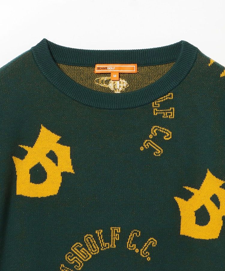 ビームスゴルフ BE ジャガードロゴ柄クルーネックニット レディース