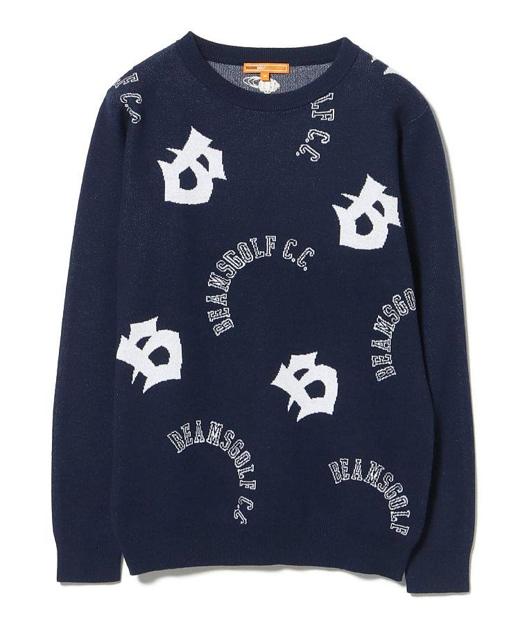 ★新品★BEAMS　GOLF　シャドーロゴジャガードクルーネックニット　L ☆新品☆BEAMS GOLF シャドーロゴジャガードクルーネックニット L