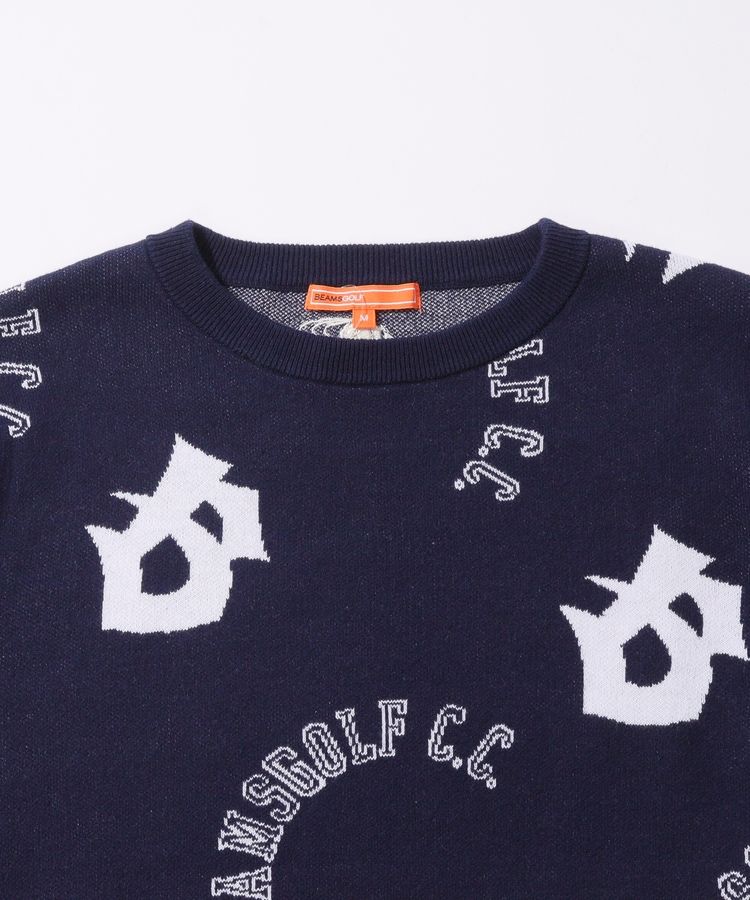 ビームスゴルフ BE ジャガードロゴ柄クルーネックニット レディース