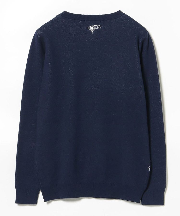 ビームスゴルフ BE ジャガードロゴ柄クルーネックニット レディース