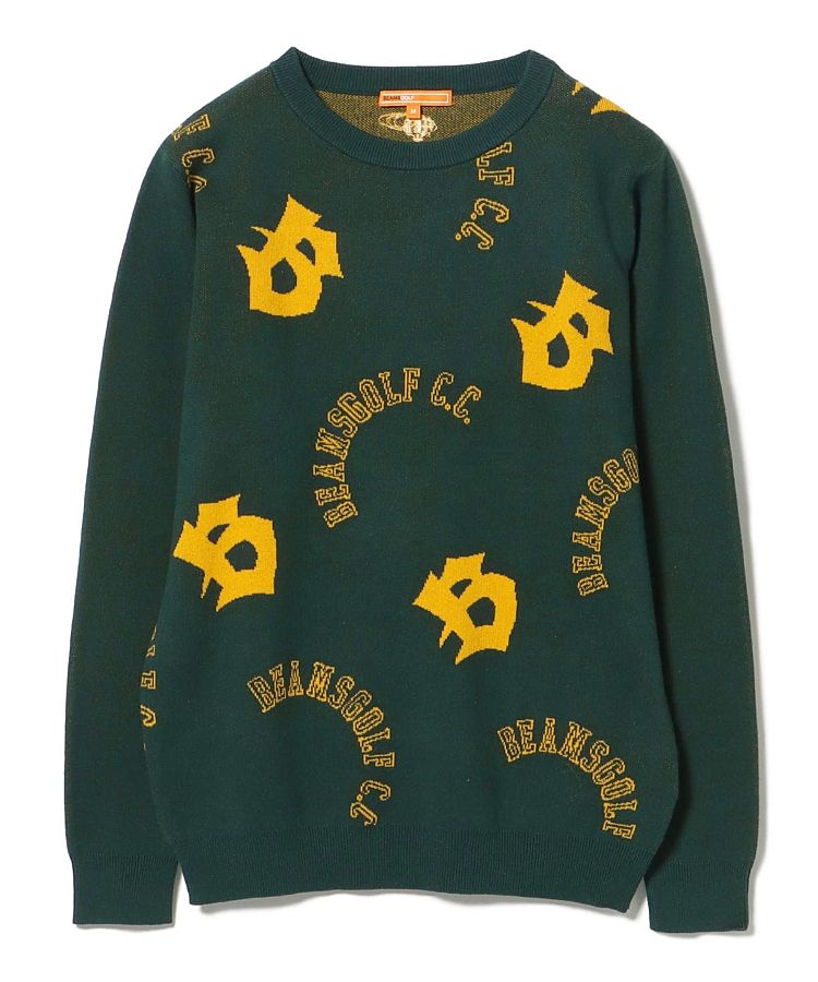 ★新品★BEAMS　GOLF　シャドーロゴジャガードクルーネックニット　L ☆新品☆BEAMS GOLF シャドーロゴジャガードクルーネックニット L