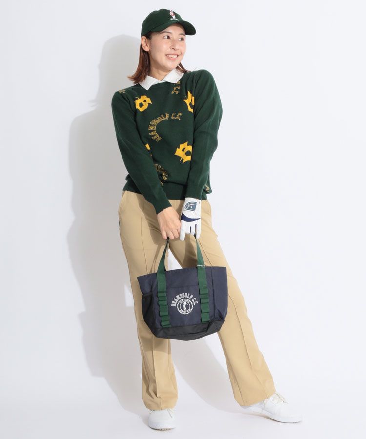 ビームスゴルフ BE ジャガードロゴ柄クルーネックニット レディース