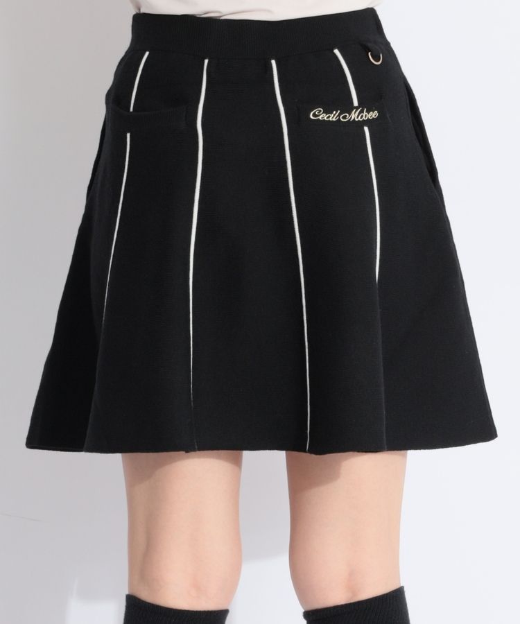 セシルマクビーグリーン CC 縦ラインバイカラーフレアニットスカート