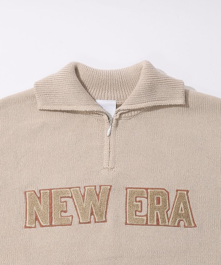 ニューエラ NE ローゲージハーフジップニットプルオーバー(アイボリー