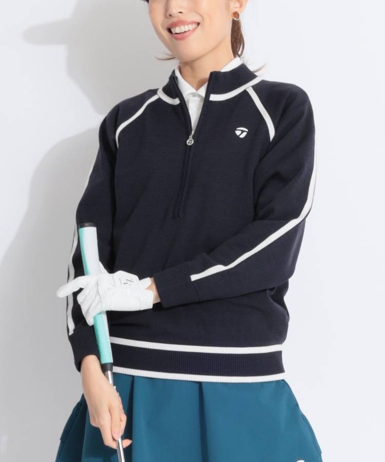 TG Wラインドハーフジップセーター