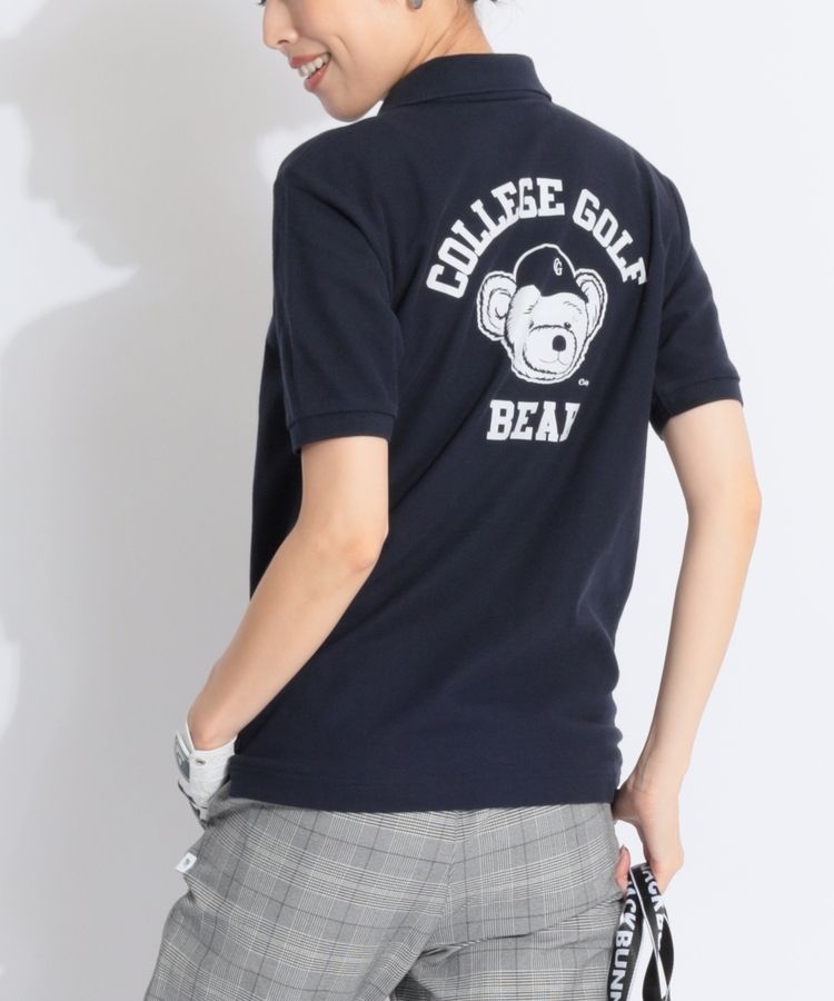 ゴルフウェア ポロシャツ レディース Chibieri Shirt 襟 かわいい シンプル カレッジゴルフ CO CURUCURU限定バックプリント鹿の子半袖
