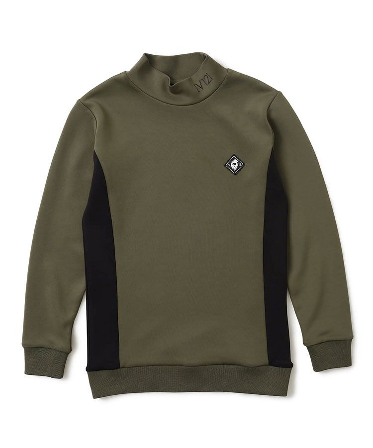 新品【定価17,600円】現行品V12 モックネック 長袖 カットソー 黒 ヴィトゥエルヴ VI 【ストレッチ】バイカラー切替モックネック