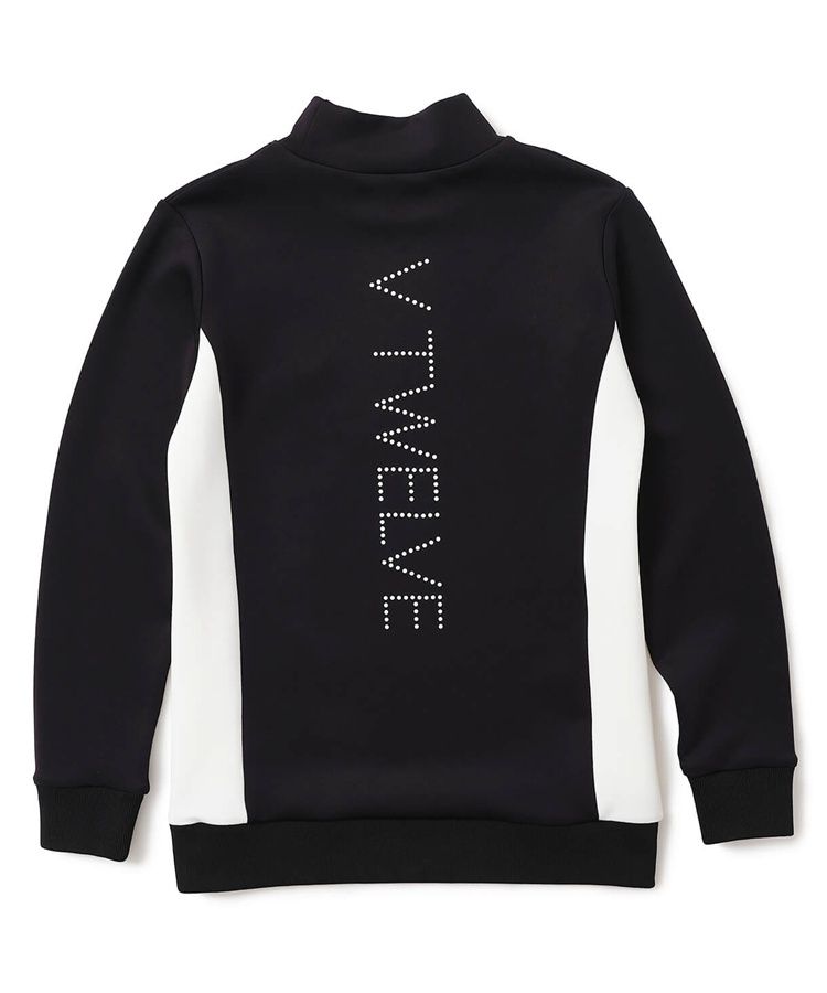新品【定価17,600円】現行品V12 モックネック 長袖 カットソー 黒 ヴィトゥエルヴ VI 【ストレッチ】バイカラー切替モックネック
