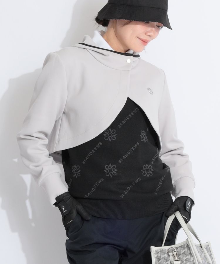 ランバンスポールパーカーMサイズ ランバン スポール LV 【UPF15】ライン切替ボレロ風パーカー