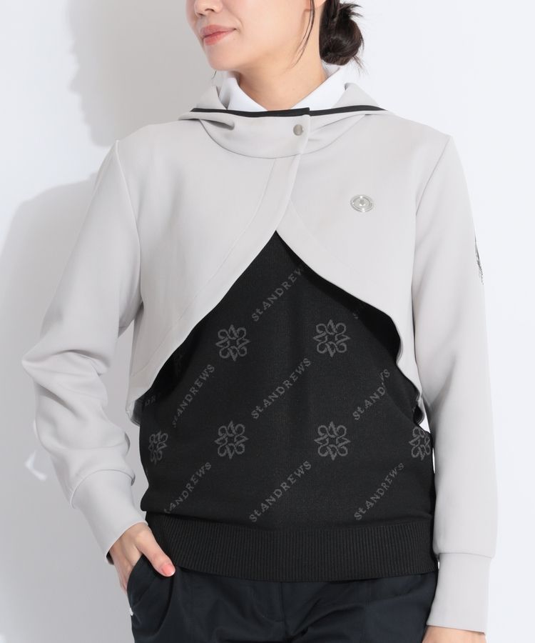 ランバンスポールパーカーMサイズ ランバン スポール LV 【UPF15】ライン切替ボレロ風パーカー