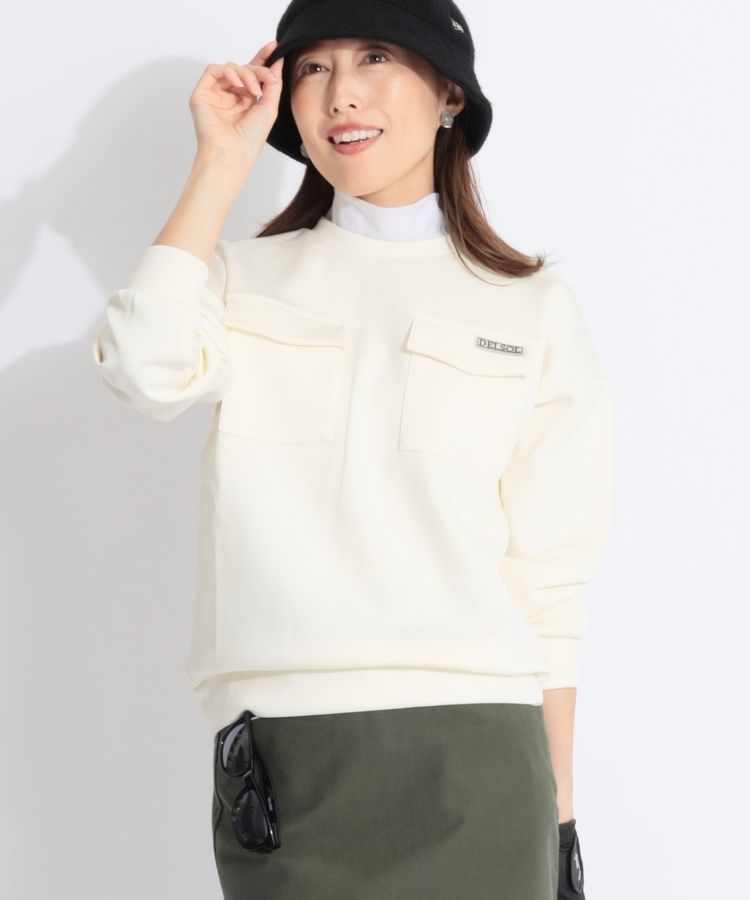 バックタックフラップポケット付きプルオーバー