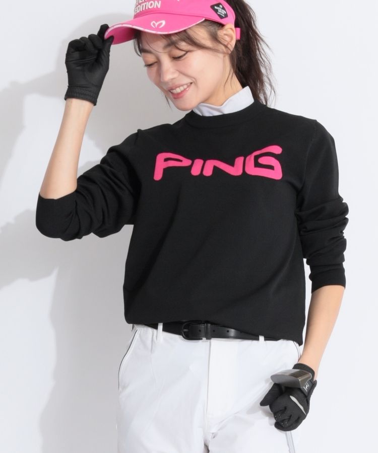 【CP対象品番】カラーロゴクルーネックニット