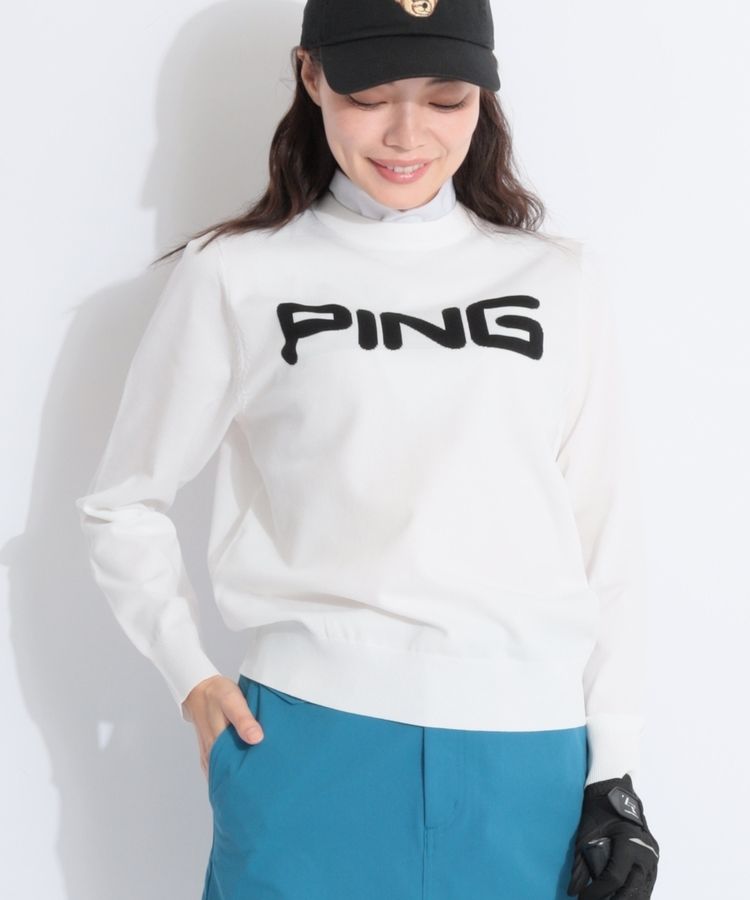 ピン PN カラーロゴクルーネックニット レディースゴルフウェア通販
