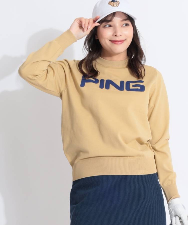 PN 【CP対象品番】カラーロゴクルーネックニット
