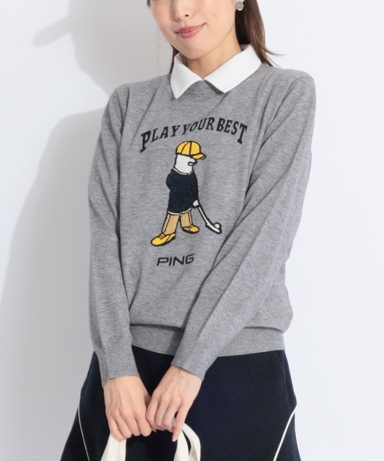 ピン PN 【CP対象品番】Mr.PINGジャガードクルーネックニット