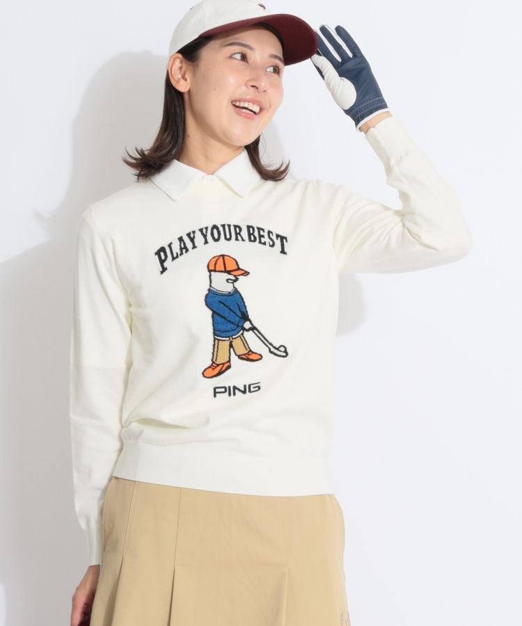 ピン PN 【CP対象品番】Mr.PINGジャガードクルーネックニット