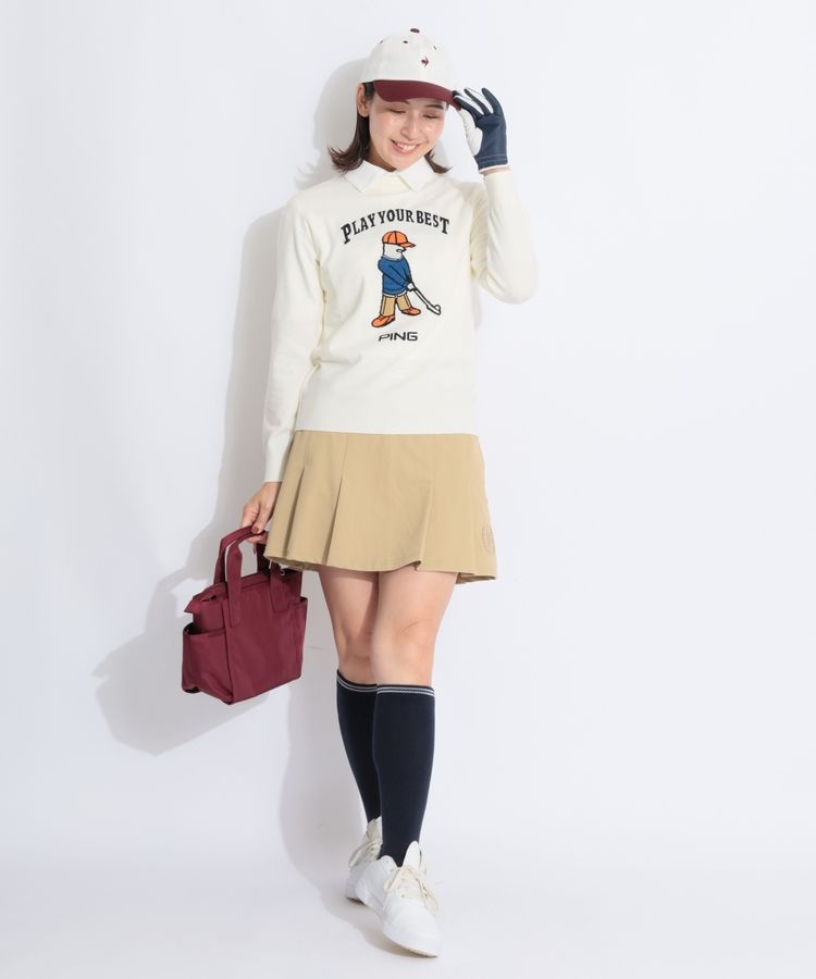 週末セール❕【新品未使用】PING ピンゴルフARIZONAジャガードニット白 PING（ピン）の「【PING APPAREL】PINGロゴパイルジャガード