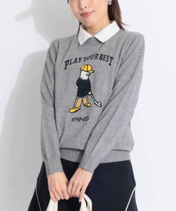 PN 【CP対象品番】Mr.PINGジャガードクルーネックニット