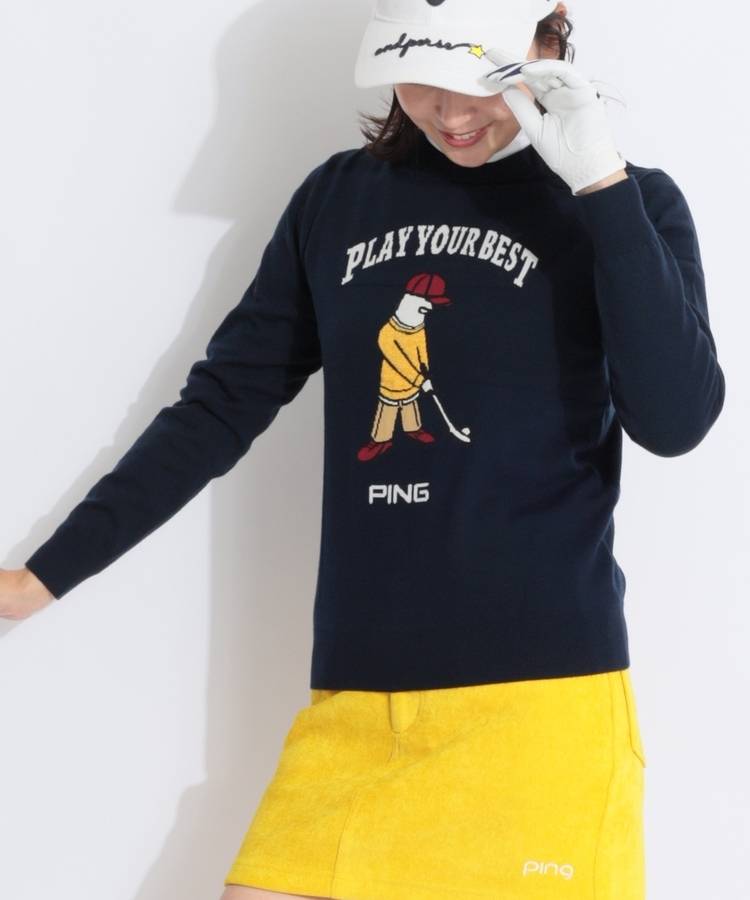 PN 【CP対象品番】Mr.PINGジャガードクルーネックニット