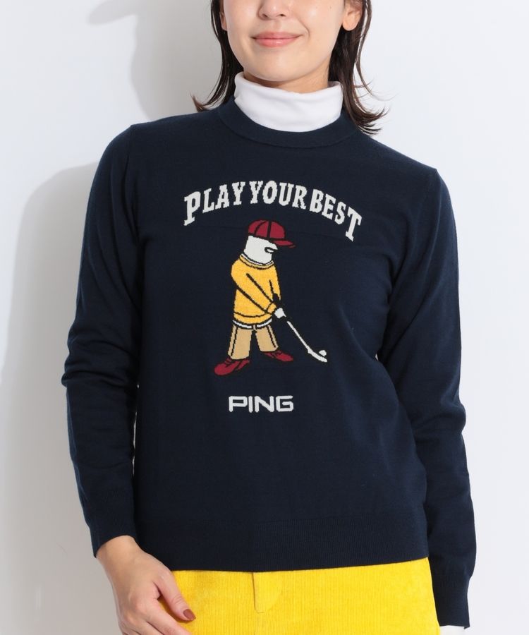 値下げ❕【新品未使用】PING ピンゴルフARIZONAジャガードニット紺 値下げ❕【新品未使用】PING ピンゴルフARIZONAジャガードニット