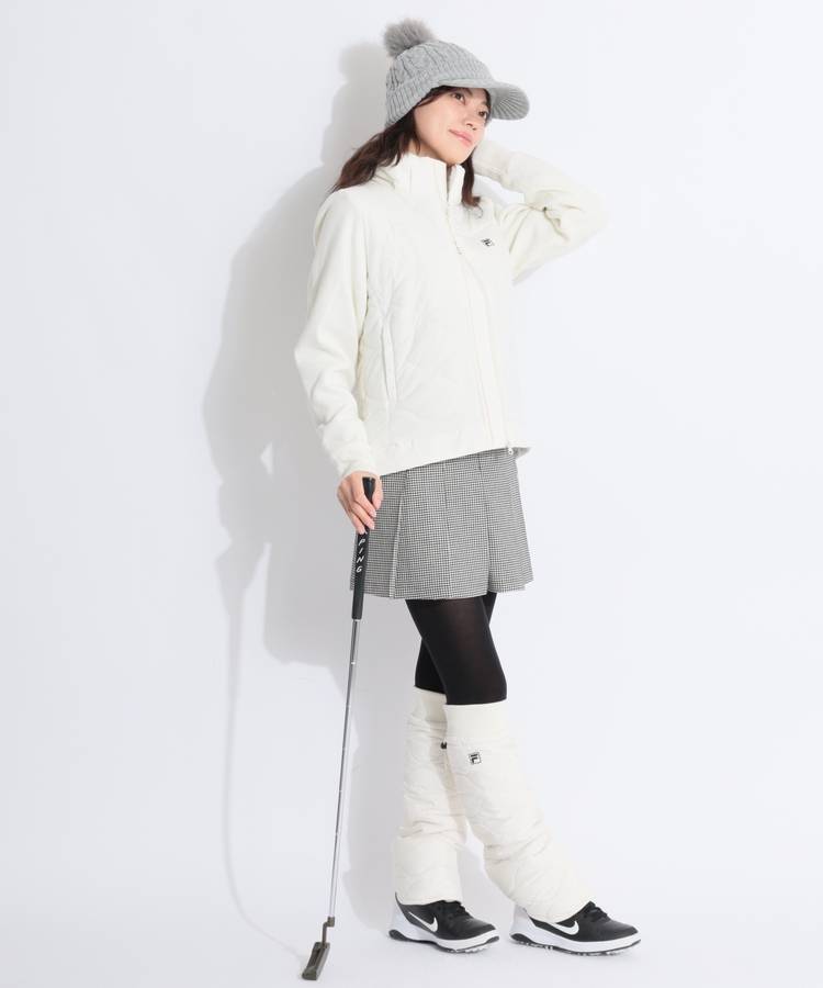 FG 【保温ストレッチ】ニットスリーブ中綿ハイネックジャケット