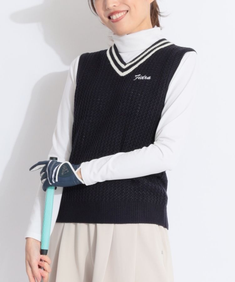 フィドラ FD 【洗濯機洗いOK】【保温ストレッチ】立体編みVネック