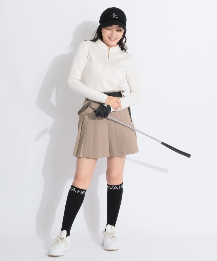 ニューエラ NE 【ストレッチ】ウエストベルト付きプリーツスカート