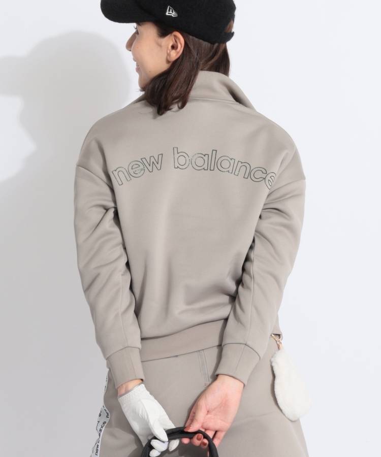 NB 【リサイクル】裏ボアスリーブロゴラインハーフジッププルオーバー