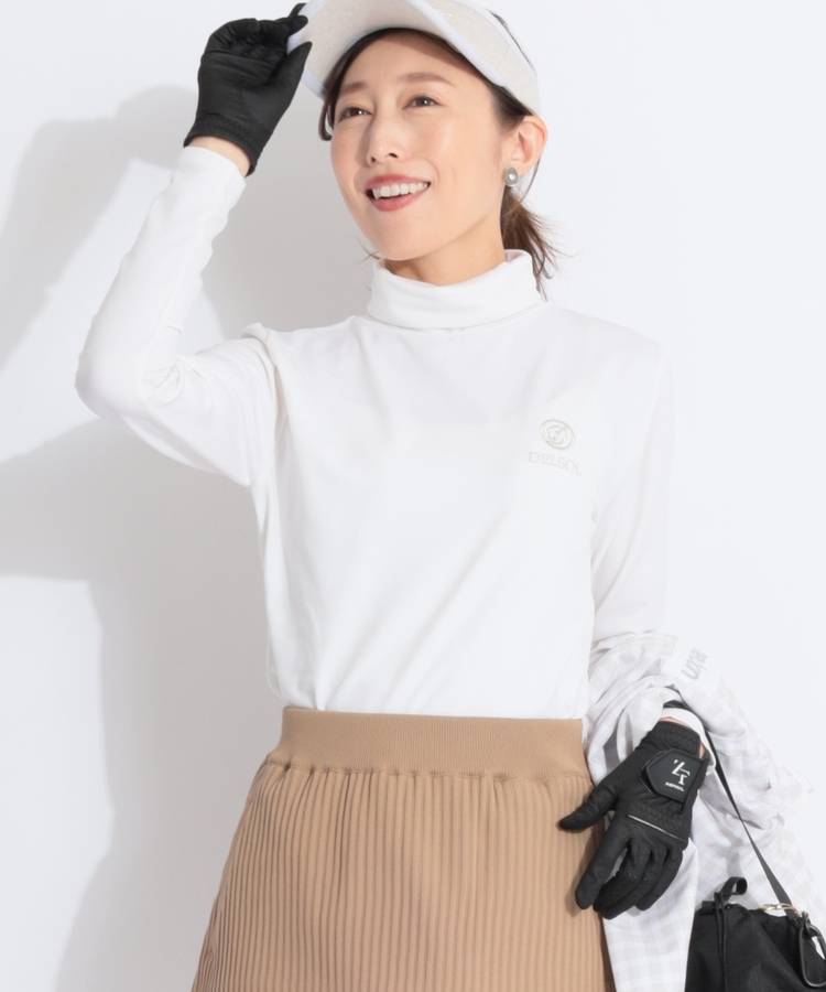 DL ワンポイント刺繍タートルネック裏起毛長袖カットソー