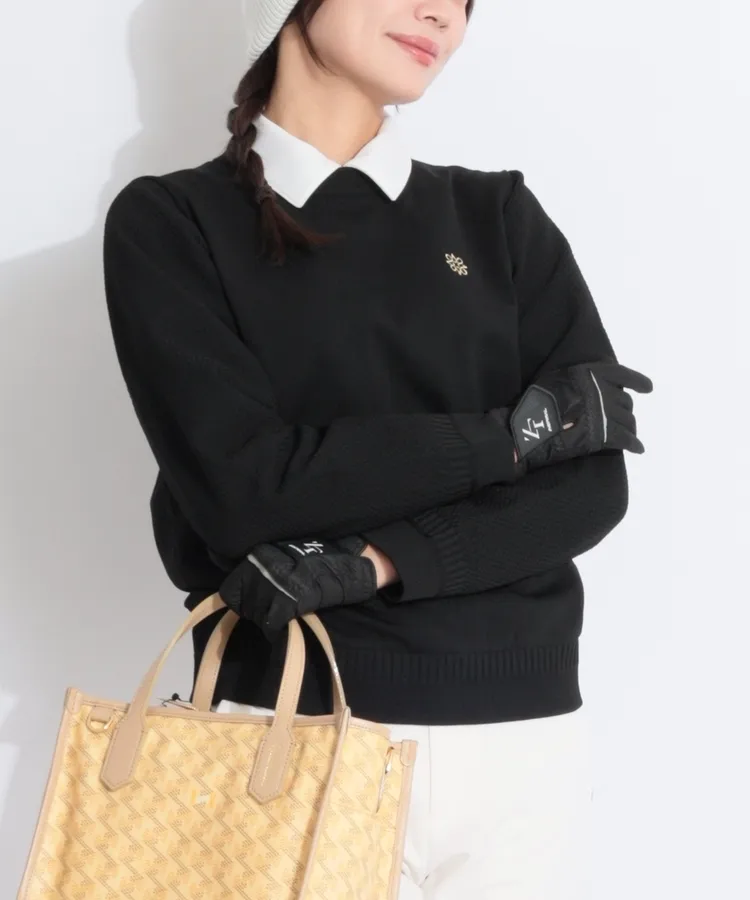 新品 セントアンドリュース ラメジャガード パンツ 定価39600円 黒 L セントアンドリュース SA 【ストレッチ】ラメライン二重織