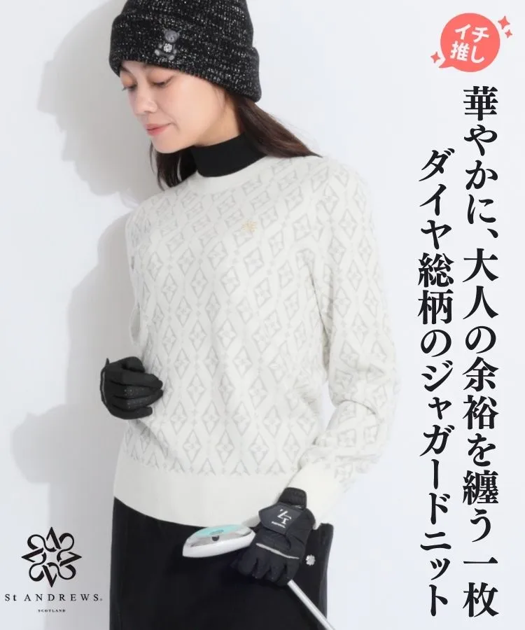 セントアンドリュース SA ダイヤロゴ柄ジャガードクルーネックニット