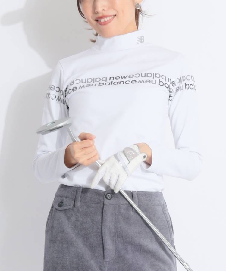NB 【THERMOSOLAR】裏起毛ロゴライン切替モックネック長袖カットソー