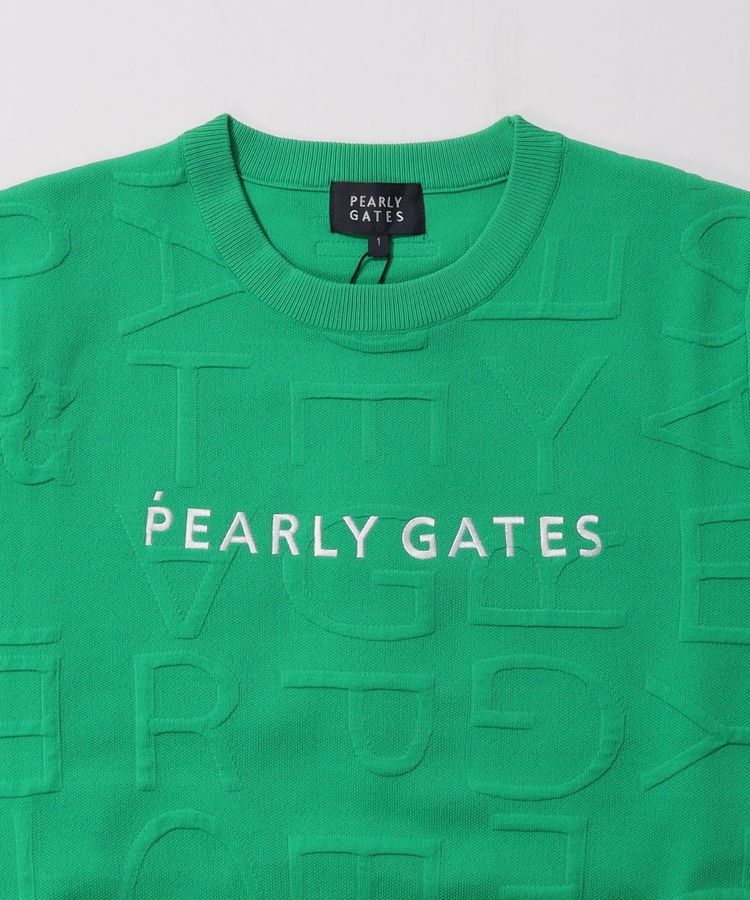 パーリーゲイツ PG サイドメッシュ切替ロゴ総柄クルーネックニット