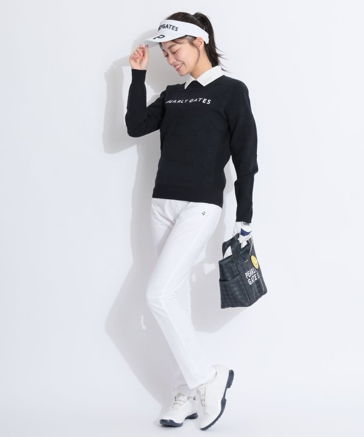 パーリーゲイツ　クルーネック 総柄ロゴニット　ネイビー サイズ1 パーリーゲイツ クルーネック 総柄ロゴニット ネイビー サイズ1 11/24