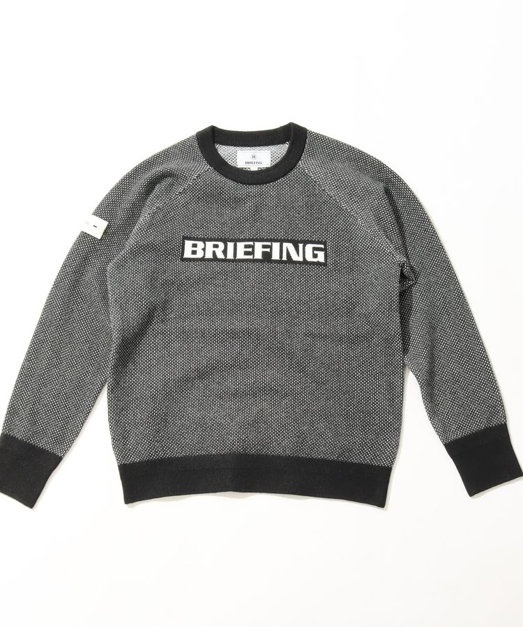 ブリーフィングゴルフ BR フロントロゴメッシュ調クルーネックニット