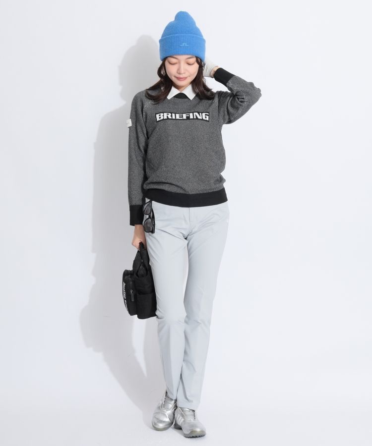 ブリーフィングゴルフ BR フロントロゴメッシュ調クルーネックニット