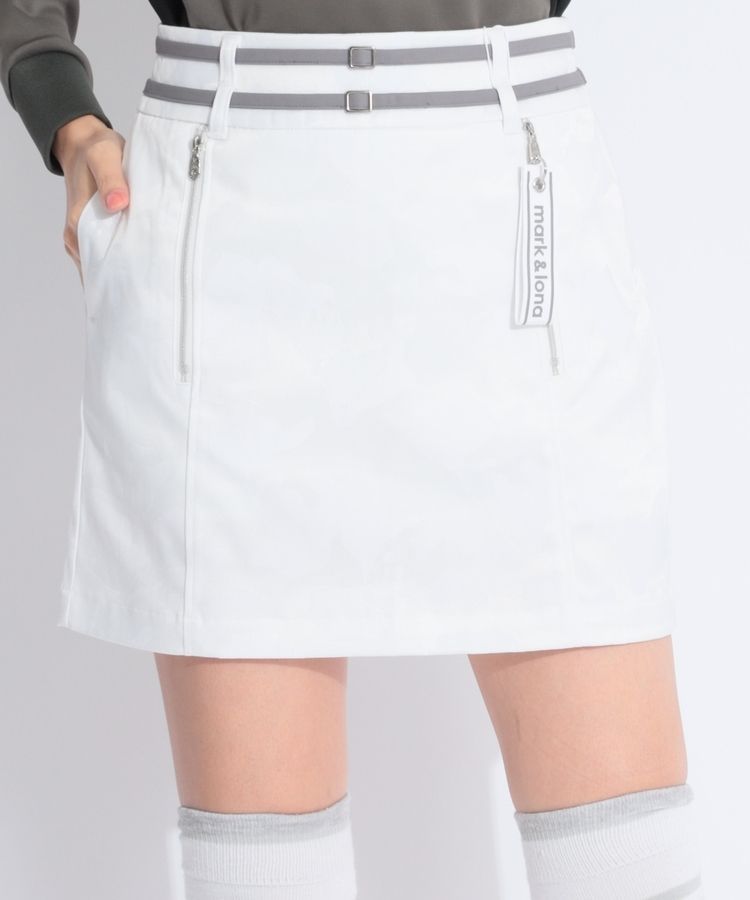 マーク＆ロナ ゴルフスカート 38 マーク＆ロナ ML チャーム付きベルト風カモフラスカルスカート