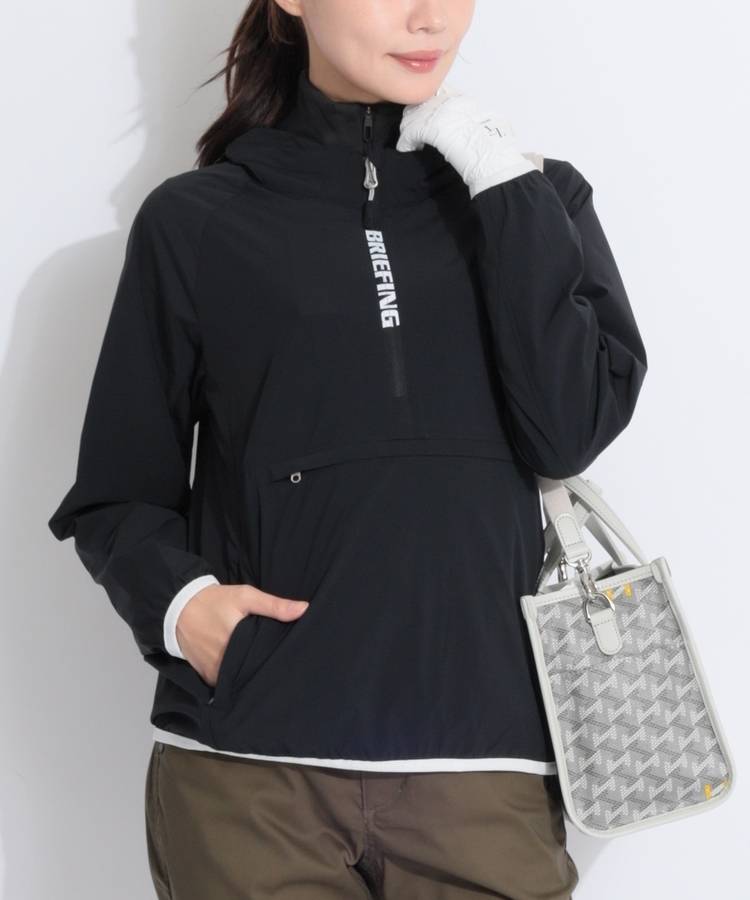 BR 【撥水ストレッチ】バックロゴプリントナイロンアノラックパーカー