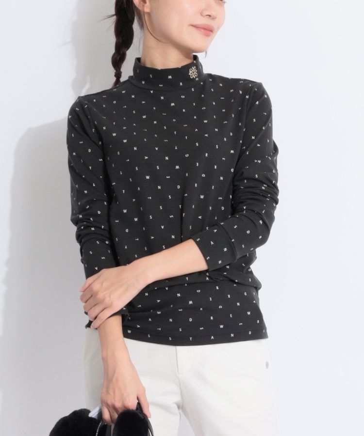 セントアンドリュース SA 【吸湿発熱】ミニロゴプリントモックネック