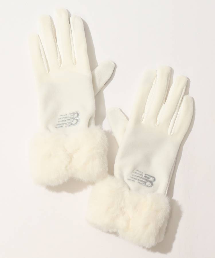 NB ファー切替ロゴ刺繍グローブ(両手)