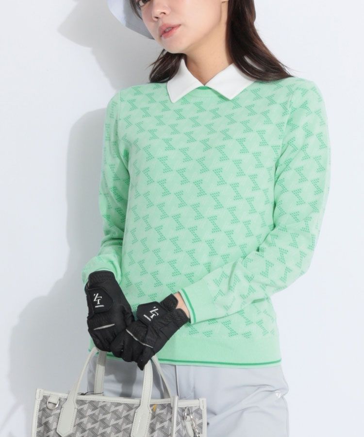 ジャガード総柄クルーネックライトニット