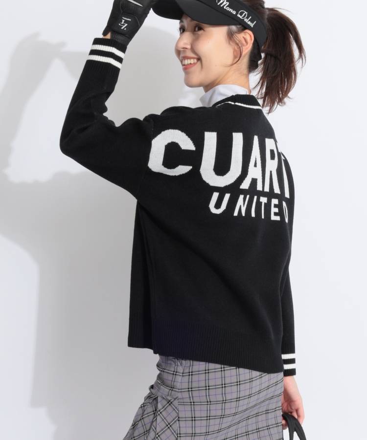 CU バックロゴジャガードクルーネックニット