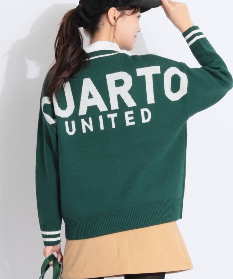 CU バックロゴジャガードクルーネックニット