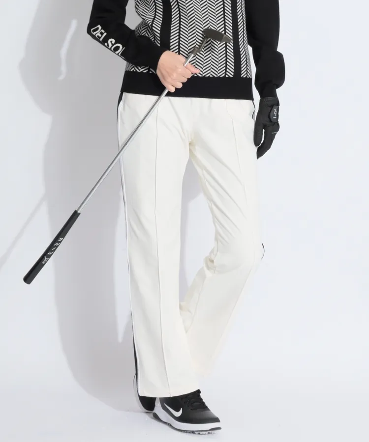 デルソルゴルフ DL ヘリンボーンラインタートルネックニット